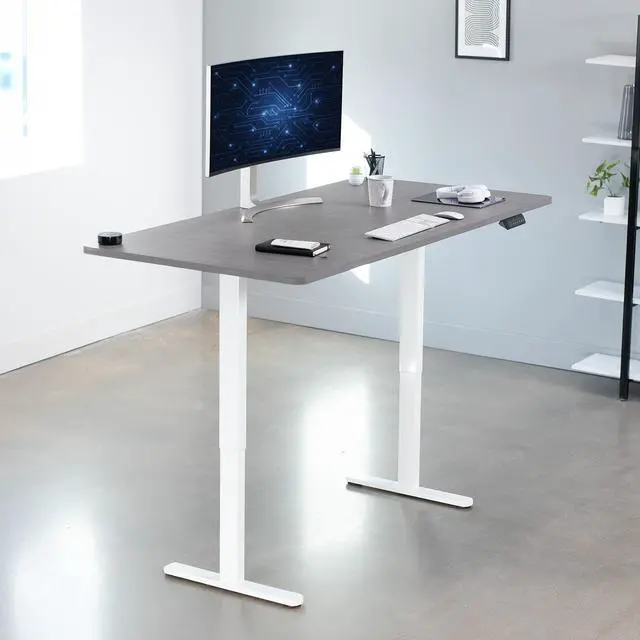 Alt view image 2 of 7 - VIVO Electric Dual Motor 71 x 36 Standing Desk, Dark Gray Table Top, White Frame, DESK-KIT-E2W7G-36