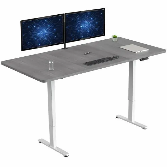 Main image of VIVO Electric Dual Motor 71 x 36 Standing Desk, Dark Gray Table Top, White Frame, DESK-KIT-E2W7G-36
