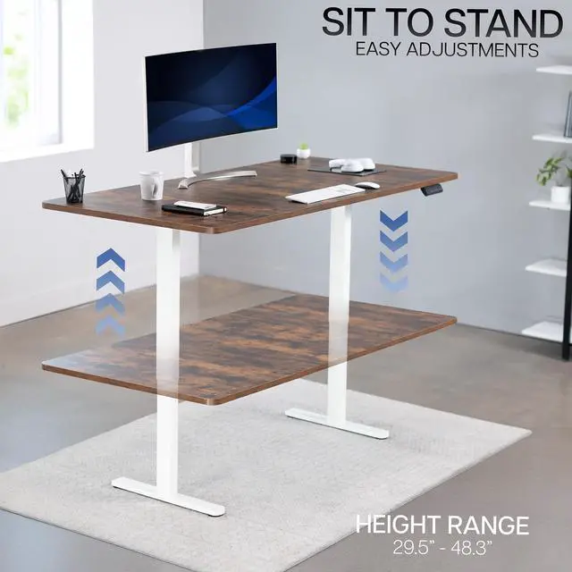 Alt view image 6 of 7 - VIVO Electric Dual Motor 71 x 36 Standing Desk, Vintage Brown Top, White Frame