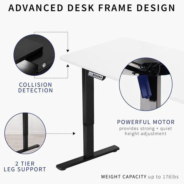 Alt view image 4 of 7 - VIVO Electric 83 x 30 Stand Up Desk Workstation, White Table Top, Black Frame