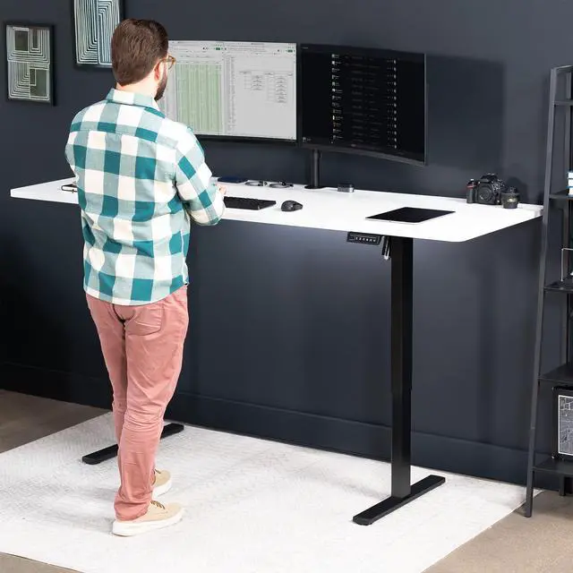 Alt view image 7 of 7 - VIVO Electric 83 x 30 Stand Up Desk Workstation, White Table Top, Black Frame