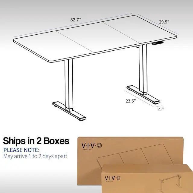 Alt view image 3 of 7 - VIVO Electric 83 x 30 Stand Up Desk Workstation, Black Table Top, White Frame