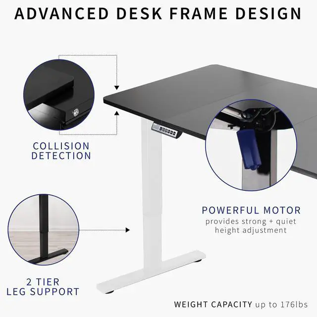 Alt view image 4 of 7 - VIVO Electric 83 x 30 Stand Up Desk Workstation, Black Table Top, White Frame