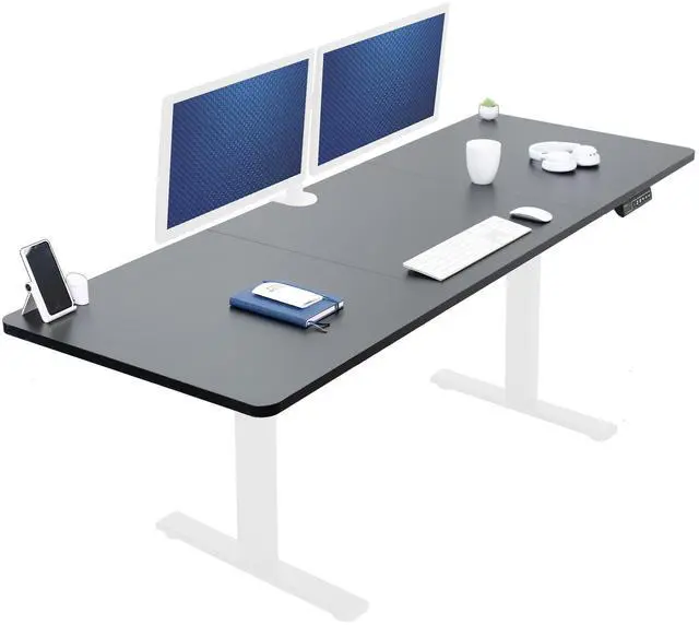Main image of VIVO Electric 83 x 30 Stand Up Desk Workstation, Black Table Top, White Frame