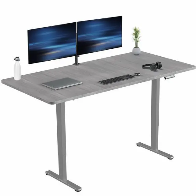 Main image of VIVO Dual Motor 71 x 30 Standing Desk, 1-Piece Black Top, White Frame