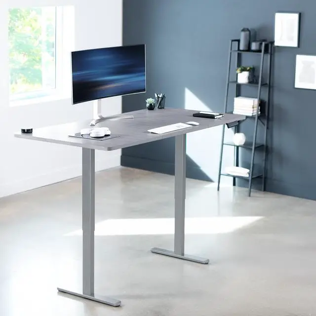 Alt view image 2 of 7 - VIVO Dual Motor 71 x 30 Standing Desk, 1-Piece Black Top, White Frame