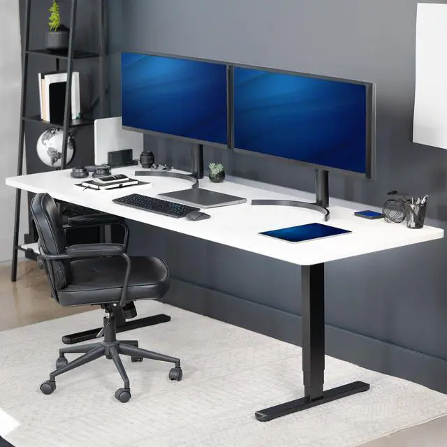 Alt view image 2 of 7 - VIVO Electric 83 x 30 Standup Desk with Memory Controller, White Table Top, Black Frame, DESK-KIT-2B8W