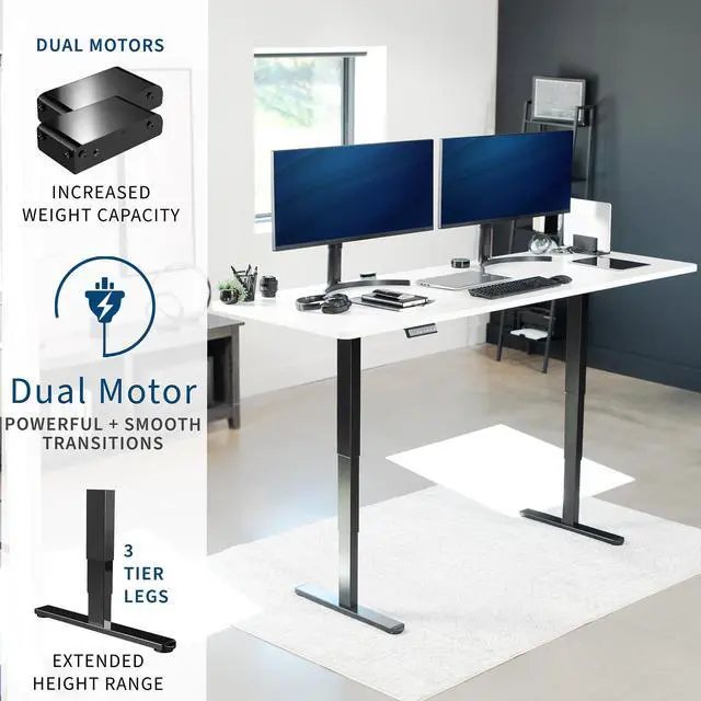 Alt view image 4 of 7 - VIVO Electric 83 x 30 Standup Desk with Memory Controller, White Table Top, Black Frame, DESK-KIT-2B8W