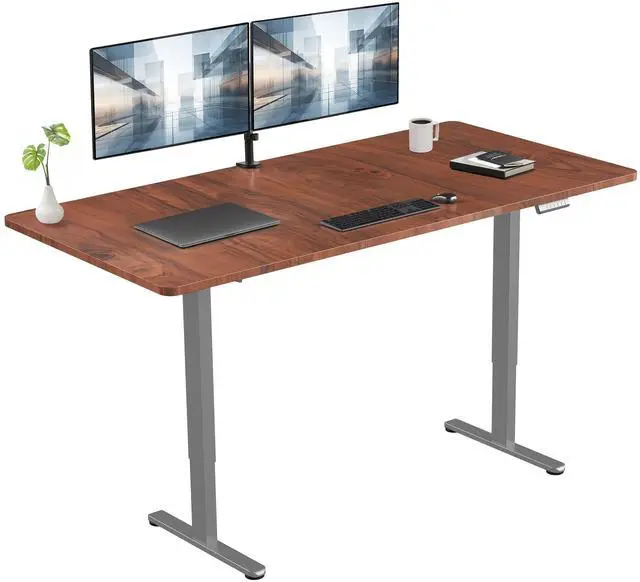 Main image of VIVO Electric Dual Motor 71 x 36 Standing Desk, Dark Walnut Table Top, Gray Frame, DESK-KIT-E2G7D-36