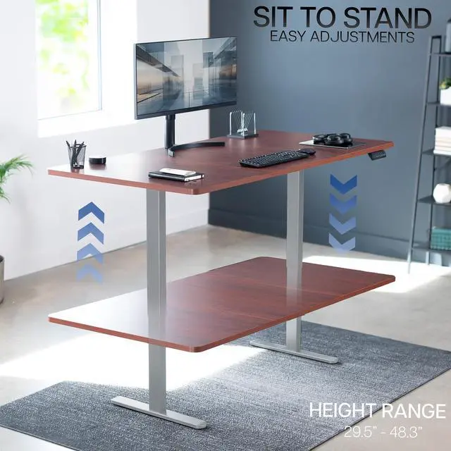 Alt view image 6 of 7 - VIVO Electric Dual Motor 71 x 36 Standing Desk, Dark Walnut Table Top, Gray Frame, DESK-KIT-E2G7D-36