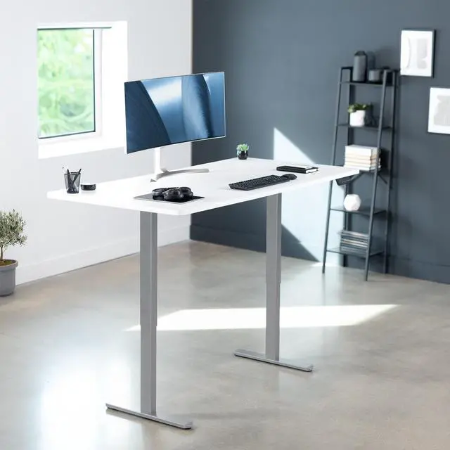 Alt view image 2 of 7 - VIVO Electric Dual Motor 71 x 36 Standing Desk, White Table Top, Gray Frame, DESK-KIT-E2G7W-36