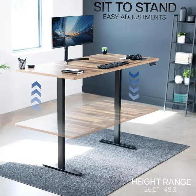 Alt view image 6 of 7 - VIVO Electric Dual Motor 71 x 36 Standing Desk, Reclaimed Wood Table Top, Black Frame, DESK-KIT-E2B7P-36
