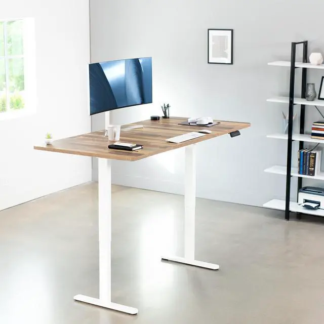 Alt view image 2 of 7 - VIVO Electric Dual Motor 71 x 36 Desk, Reclaimed Wood Top, White Frame