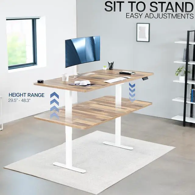 Alt view image 6 of 7 - VIVO Electric Dual Motor 71 x 36 Desk, Reclaimed Wood Top, White Frame