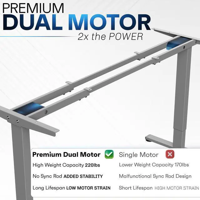 Alt view image 4 of 7 - VIVO Electric Dual Motor 71 x 30 Standing Desk, One-Piece Black Table Top, Gray Frame, DESK-KIT-E2G71S-B