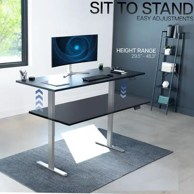 Alt view image 6 of 7 - VIVO Electric Dual Motor 71 x 30 Standing Desk, One-Piece Black Table Top, Gray Frame, DESK-KIT-E2G71S-B