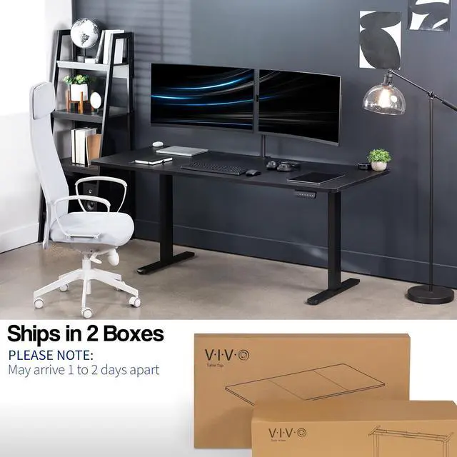 Alt view image 3 of 7 - VIVO Electric Dual Motor 71 x 30 Standing Desk, Black Top, Black Frame
