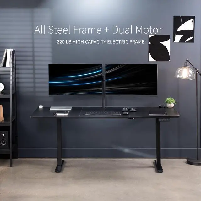 Alt view image 5 of 7 - VIVO Electric Dual Motor 71 x 30 Standing Desk, Black Top, Black Frame