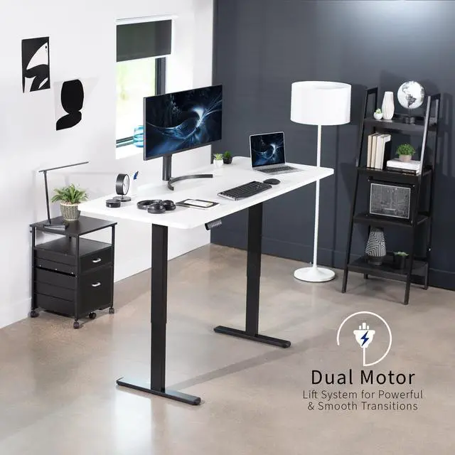 Alt view image 2 of 7 - VIVO Electric Dual Motor 71 x 30 Standing Desk, White Table Top, Black Frame, DESK-KIT-E2B7W