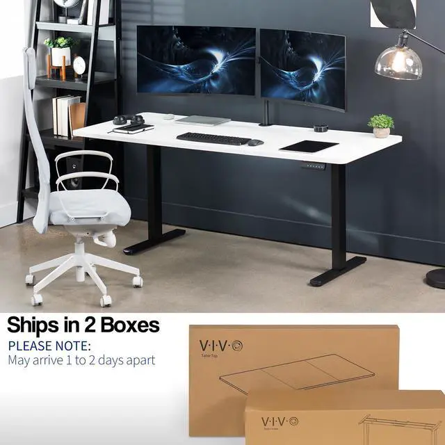 Alt view image 3 of 7 - VIVO Electric Dual Motor 71 x 30 Standing Desk, White Table Top, Black Frame, DESK-KIT-E2B7W