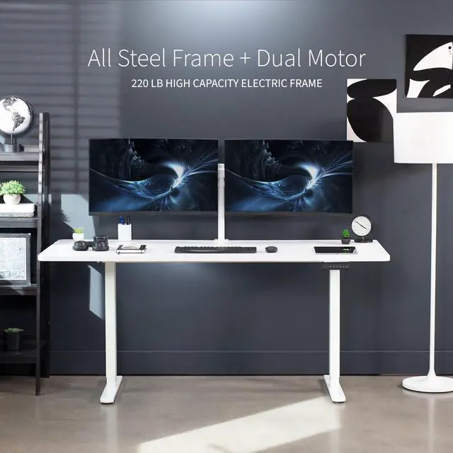 Alt view image 5 of 7 - VIVO Electric Dual Motor 71 x 30 Standing Desk, White Table Top, White Frame, DESK-KIT-E2W7W