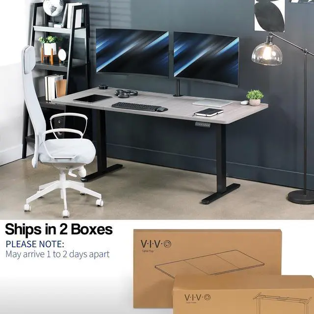 Alt view image 3 of 7 - VIVO Electric Dual Motor 71 x 30 Standing Desk, Dark Gray Top, Black Frame