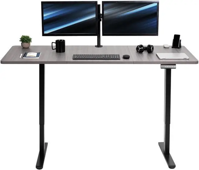 Main image of VIVO Electric Dual Motor 71 x 30 Standing Desk, Dark Gray Top, Black Frame