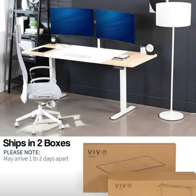 Alt view image 5 of 7 - VIVO Electric Dual Motor 71 x 30 Standing Desk, White & Light Wood Table Top, White Frame, DESK-KIT-E2W7WC