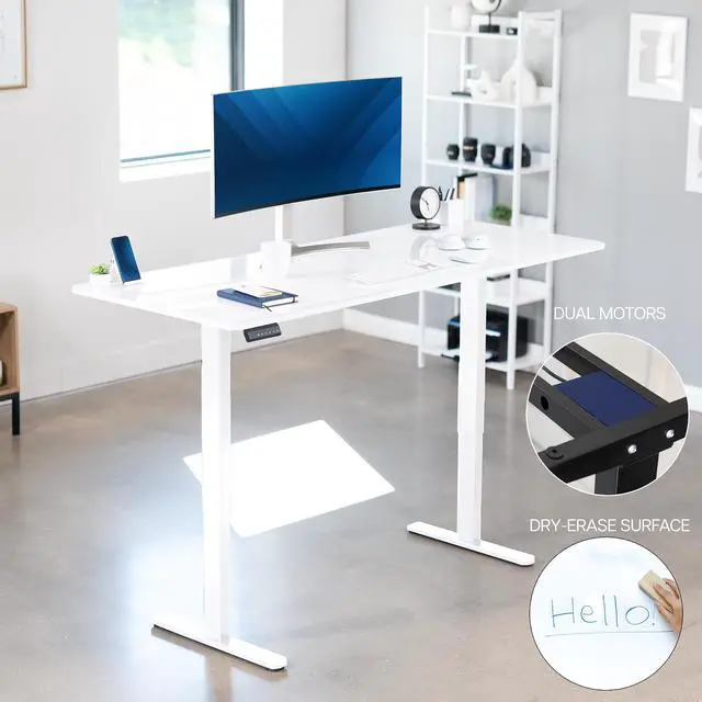 Alt view image 2 of 7 - VIVO Electric Dual Motor 71 x 30 Standing Desk, White Dry Erase Table Top, White Frame, DESK-KIT-E2W7WE