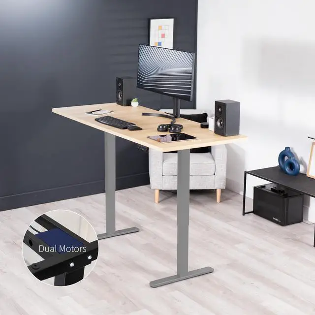 Alt view image 2 of 7 - VIVO Electric Dual Motor 71 x 30 Standing Desk, Light Wood Top, Gray Frame