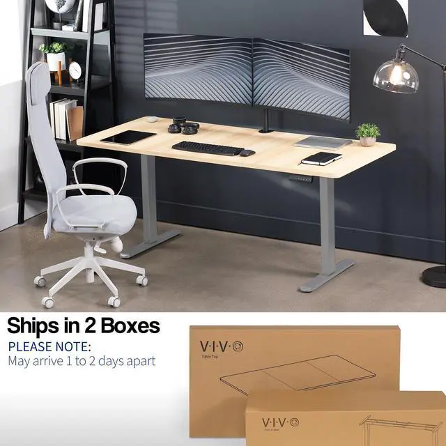 Alt view image 5 of 7 - VIVO Electric Dual Motor 71 x 30 Standing Desk, Light Wood Top, Gray Frame