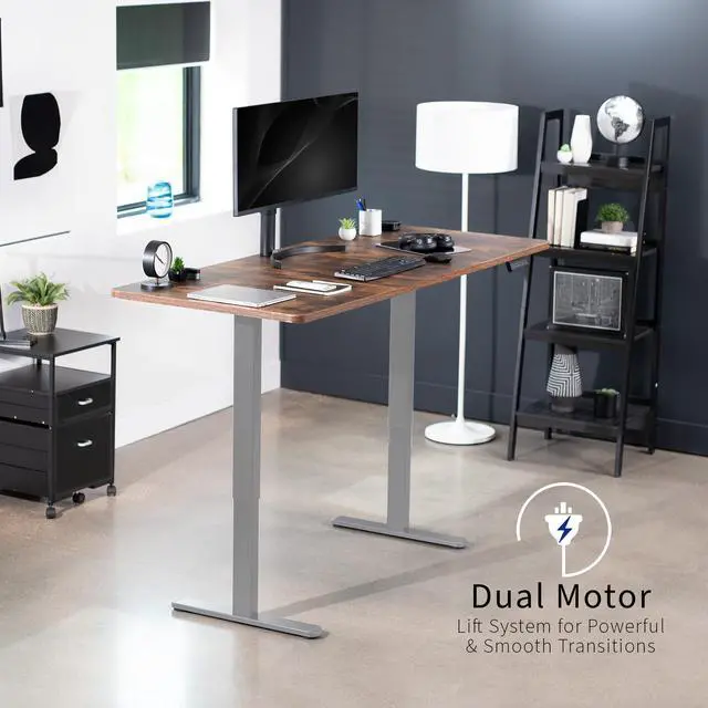 Alt view image 4 of 7 - VIVO Electric Dual Motor 71 x 30 Standing Desk, Vintage Brown Top, Gray Frame