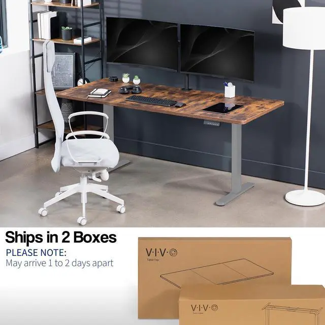 Alt view image 5 of 7 - VIVO Electric Dual Motor 71 x 30 Standing Desk, Vintage Brown Top, Gray Frame