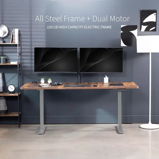 Alt view image 6 of 7 - VIVO Electric Dual Motor 71 x 30 Standing Desk, Vintage Brown Top, Gray Frame