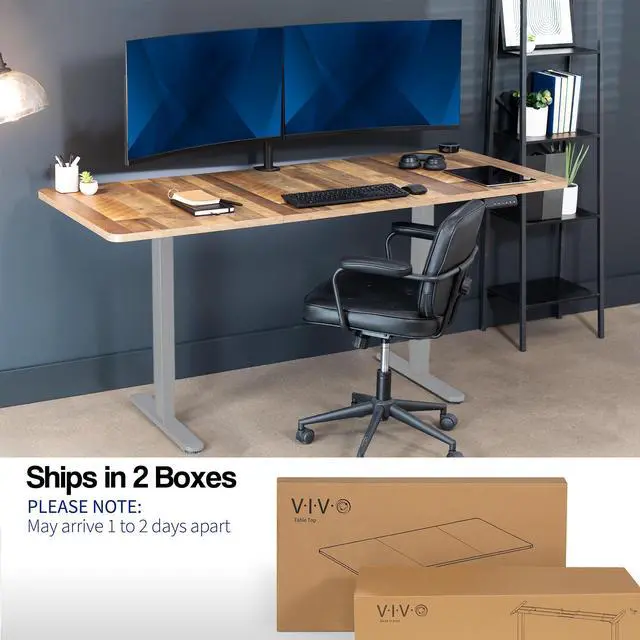 Alt view image 5 of 7 - VIVO Electric Dual Motor 71 x 30 Standing Desk, Reclaimed Wood Table Top, Gray Frame, DESK-KIT-E2G7P