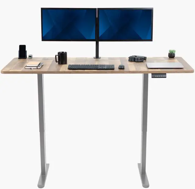 Main image of VIVO Electric Dual Motor 71 x 30 Standing Desk, Reclaimed Wood Table Top, Gray Frame, DESK-KIT-E2G7P