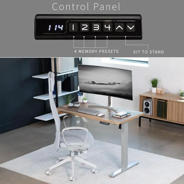 Alt view image 6 of 7 - VIVO Electric 43 x 24 Stand Up Desk | Reclaimed Wood Table Top, Gray Frame