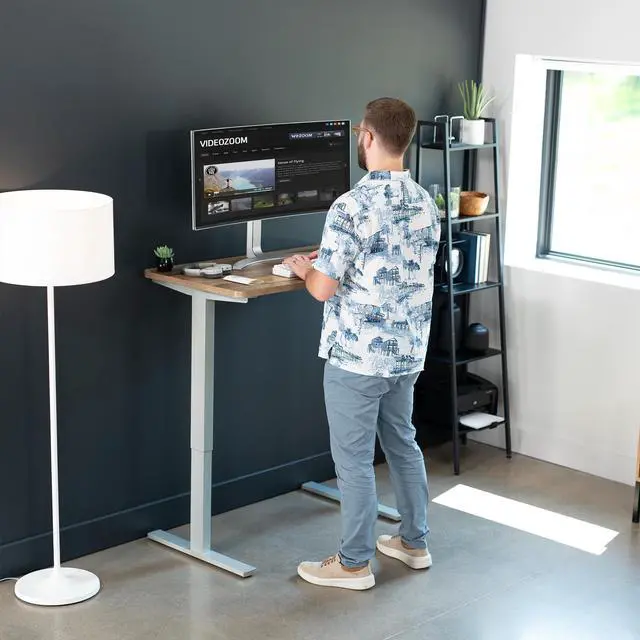 Alt view image 7 of 7 - VIVO Electric 43 x 24 Stand Up Desk | Reclaimed Wood Table Top, Gray Frame