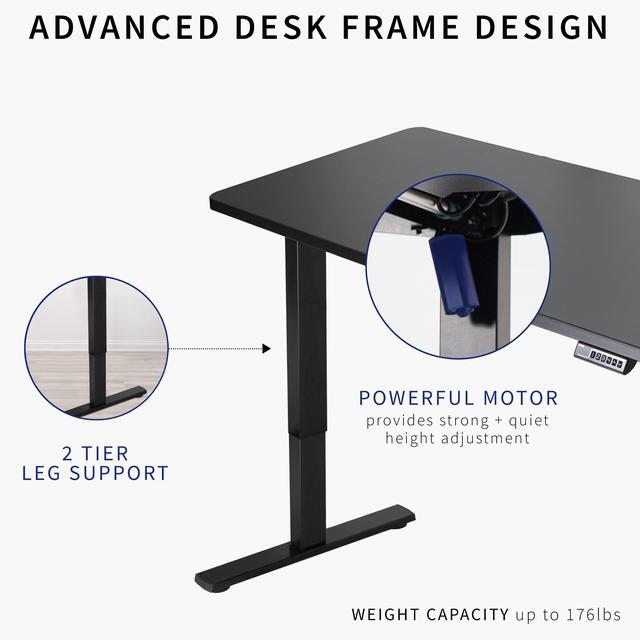 Alt view image 3 of 7 - VIVO Electric 60 x 24 Stand Up Desk | Black Table Top, Black Frame