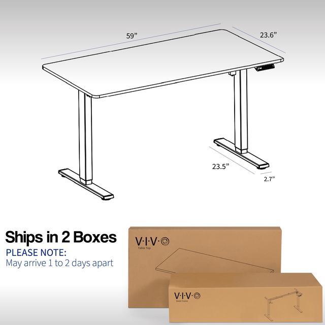 Alt view image 5 of 7 - VIVO Electric 60 x 24 Stand Up Desk | Black Table Top, Black Frame
