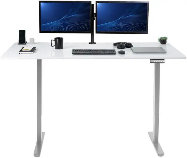 Main image of VIVO Electric Dual Motor 71 x 30 Desk, White Dry Erase Top, Gray Frame