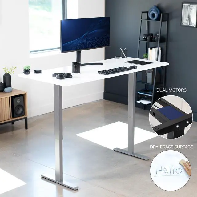 Alt view image 2 of 7 - VIVO Electric Dual Motor 71 x 30 Desk, White Dry Erase Top, Gray Frame