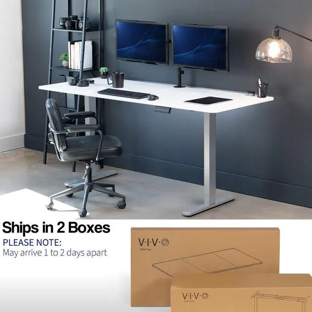 Alt view image 5 of 7 - VIVO Electric Dual Motor 71 x 30 Desk, White Dry Erase Top, Gray Frame