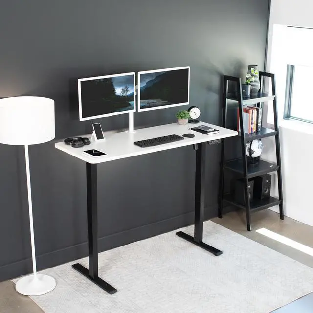 Alt view image 2 of 7 - VIVO Electric 60 x 24 Stand Up Desk | White Table Top, Black Frame
