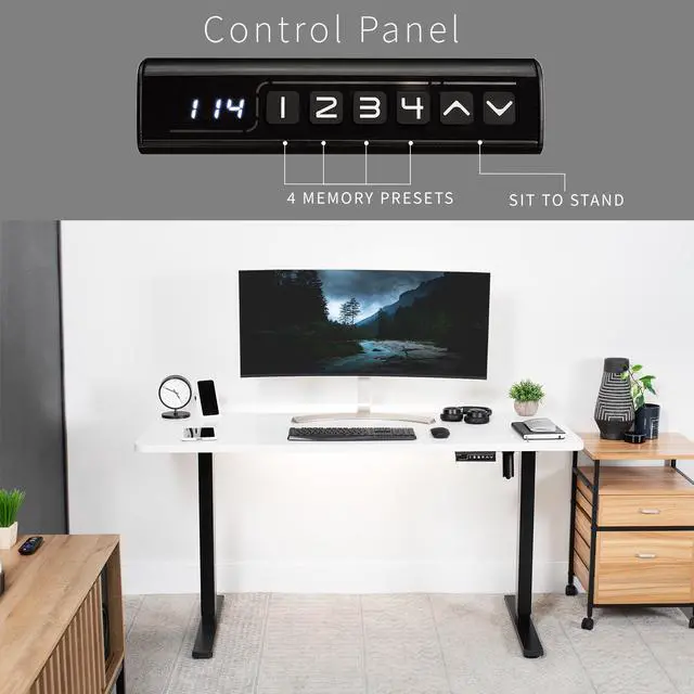 Alt view image 6 of 7 - VIVO Electric 60 x 24 Stand Up Desk | White Table Top, Black Frame