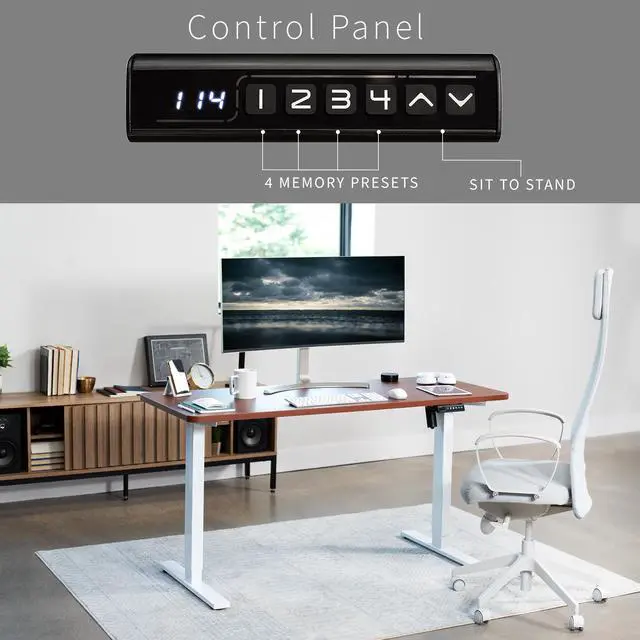 Alt view image 6 of 7 - VIVO Electric 60 x 24 Stand Up Desk | Dark Walnut Table Top, White Frame