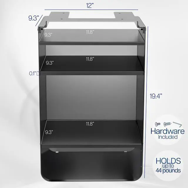 Alt view image 3 of 7 - VIVO Under Desk Storage Cabinet, High Capacity Shelving Unit with Height Adjustable Shelves, Black, DESK-SC01