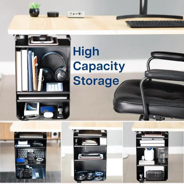 Alt view image 5 of 7 - VIVO Under Desk Storage Cabinet, High Capacity Shelving Unit with Height Adjustable Shelves, Black, DESK-SC01