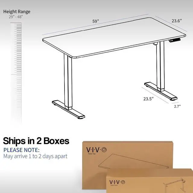 Alt view image 5 of 7 - VIVO Electric 60 x 24 Stand Up Desk, Light Wood Table Top, Gray Frame
