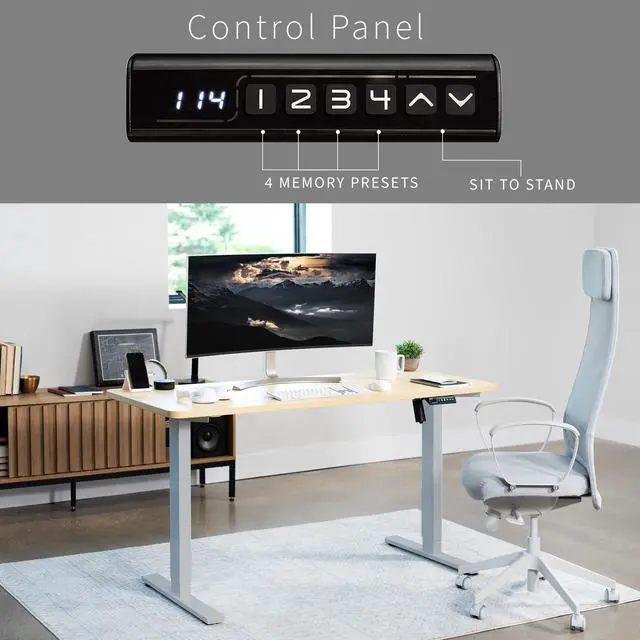 Alt view image 6 of 7 - VIVO Electric 60 x 24 Stand Up Desk, Light Wood Table Top, Gray Frame